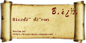 Biczó Áron névjegykártya